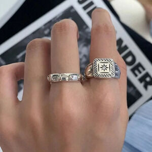 Minimalist 925 Sterling Silver Celestial Star Ring Silver Statement Ring